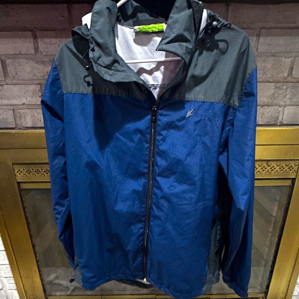 Frogg Toggs All Sport Men's Hooded Jacket Size S/M Regular Blue/Gray Polyester